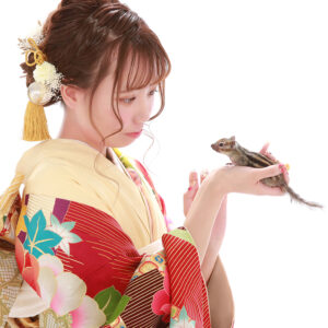 リスと成人式写真