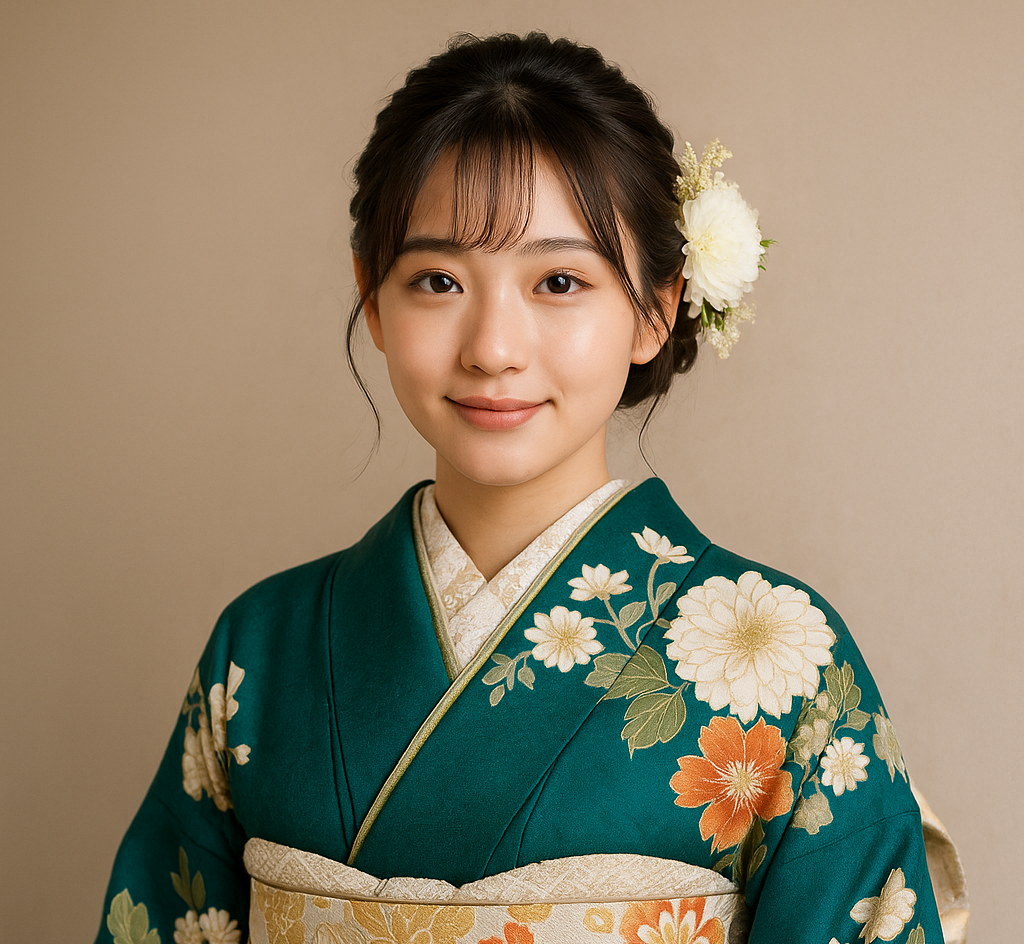 青緑振袖