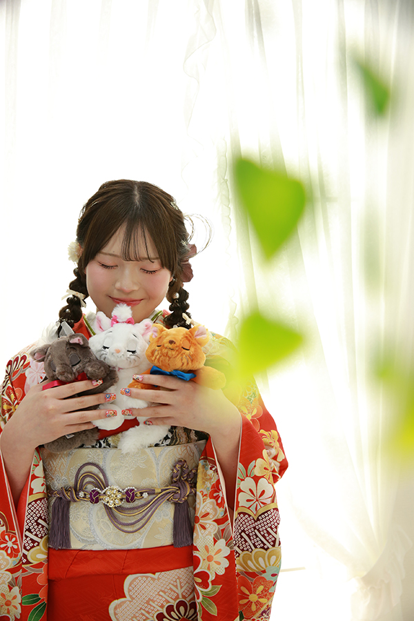 ぬいぐるみと振袖