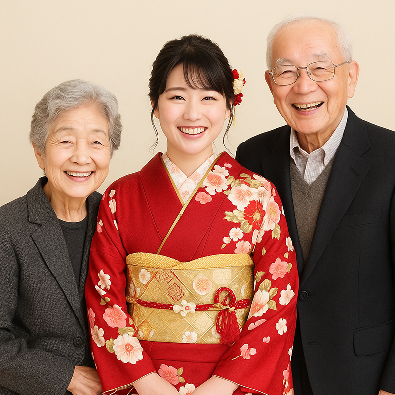 おじいちゃんおばあちゃん振袖