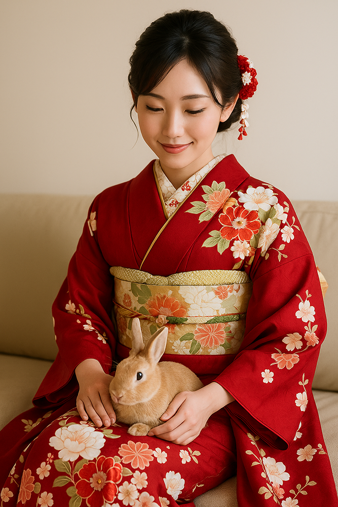 うさぎと振袖