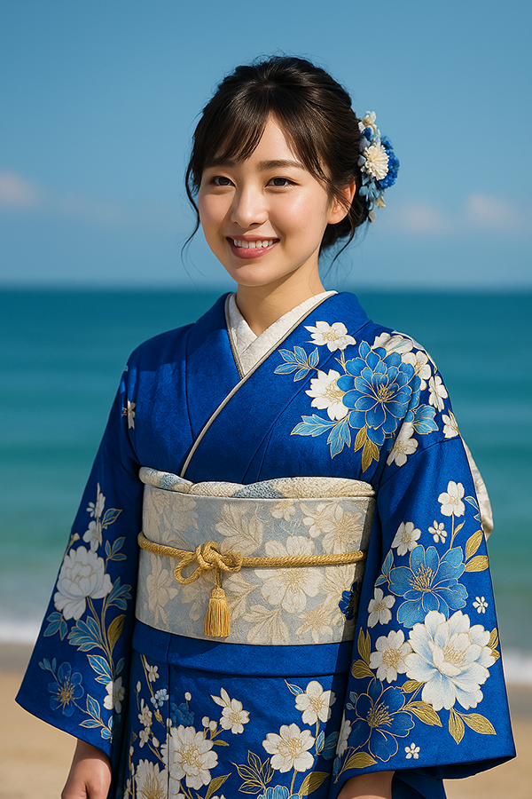 青い振袖空