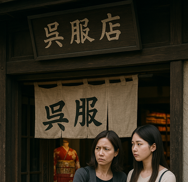 暗い呉服店