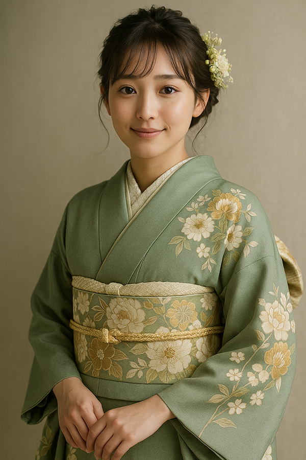 くすみグリーン振袖