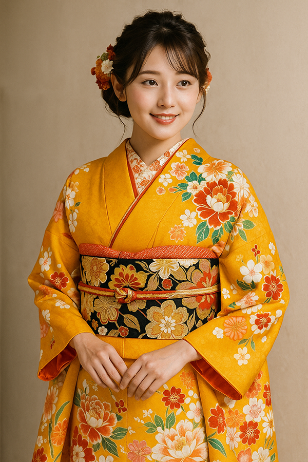 黄色振袖