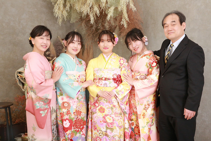 家族写真振袖