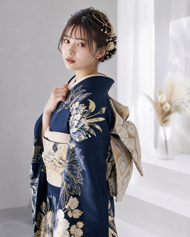 紺色振袖