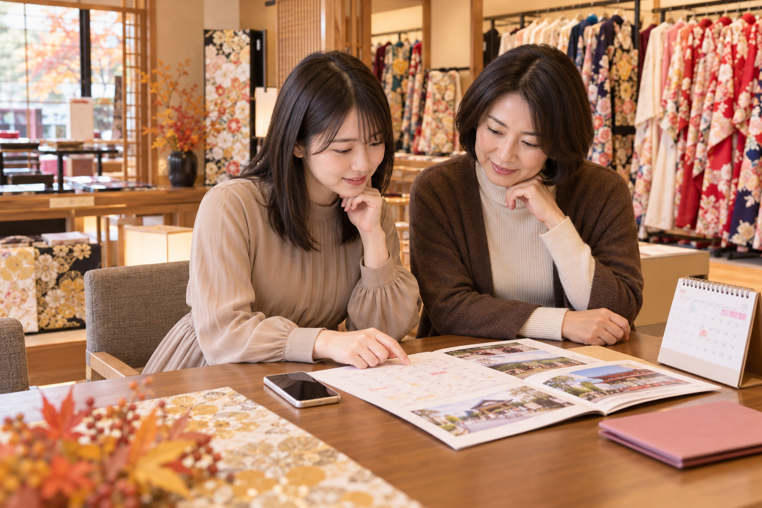 成人式の日程と会場を家族で確認する様子