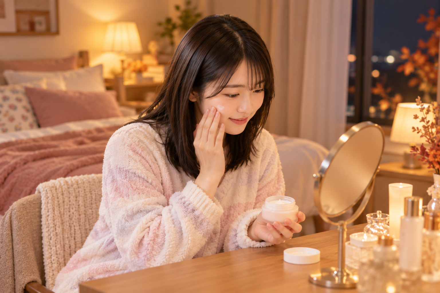 成人式前日に美容と体調を整える様子